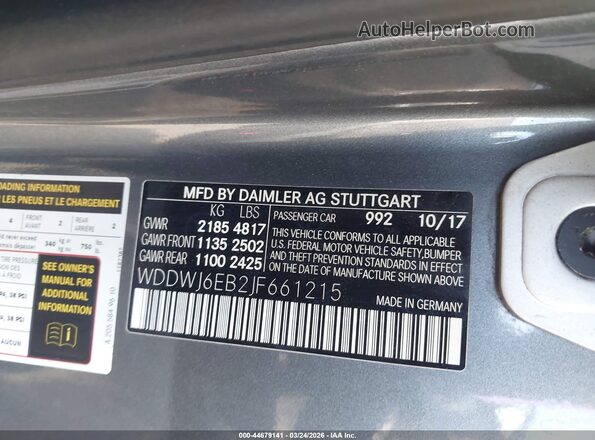 WDDWJ6EB2JF661215 2018 MERCEDES-BENZ AMG C 43 Серый Вид подкапотного пространства