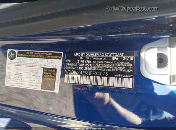 WDDWK4JB6JF734075 2018 MERCEDES-BENZ C-CLASS Blue Engine compartment view