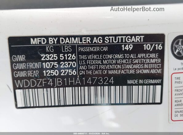 WDDZF4JB1HA147324 2017 MERCEDES-BENZ E-CLASS Белый Вид подкапотного пространства