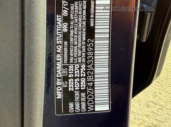 WDDZF4JB2JA338952 2018 MERCEDES-BENZ E Black Widok tylnych siedzeń