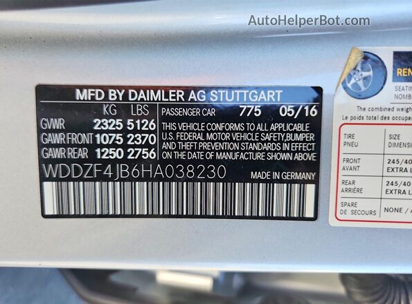 WDDZF4JB6HA038230 2017 MERCEDES-BENZ E Silver Շարժիչի բաժամունքի տեսք