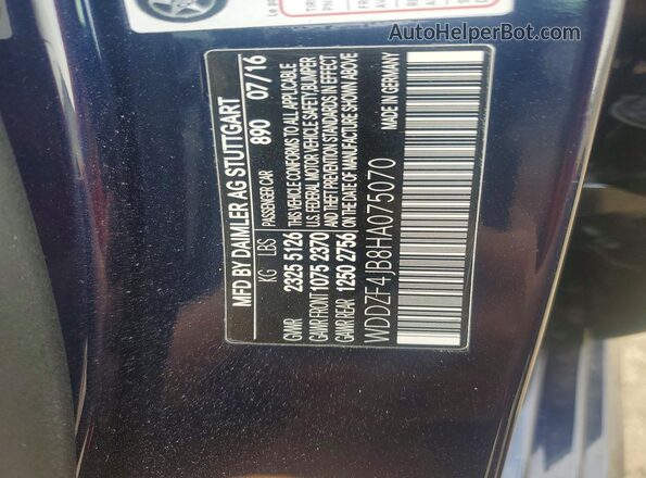 WDDZF4JB8HA075070 2017 MERCEDES-BENZ E Blue Widok komory silnika