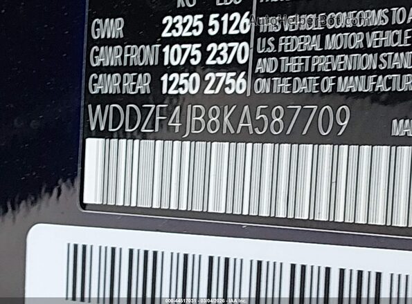 WDDZF4JB8KA587709 2019 MERCEDES-BENZ E-CLASS Black Շարժիչի բաժամունքի տեսք