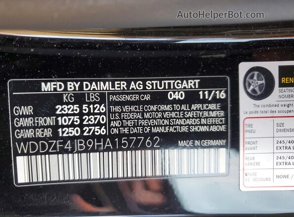 WDDZF4JB9HA157762 2017 MERCEDES-BENZ E Black Вид підкапотного простору