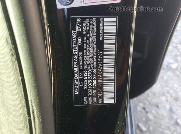 WDDZF4JB9KA508631 2019 MERCEDES-BENZ E Черный Вид наклейки с VIN-кодом