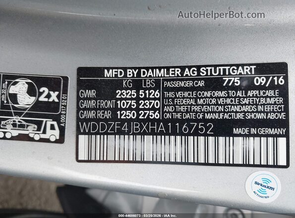 WDDZF4JBXHA116752 2017 MERCEDES-BENZ E-CLASS Серый Вид подкапотного пространства