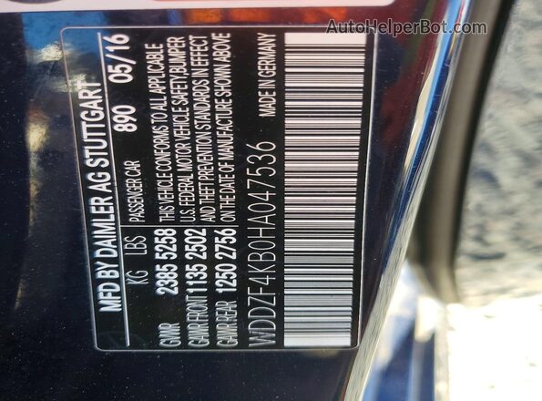 WDDZF4KB0HA047536 2017 MERCEDES-BENZ E Blue Vista del compartimento del motor