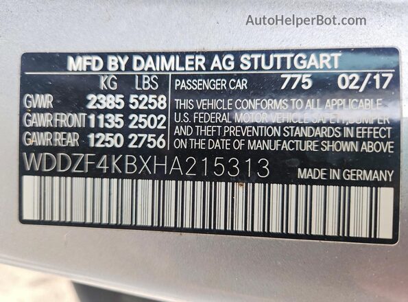 WDDZF4KBXHA215313 2017 MERCEDES-BENZ E Silver Շարժիչի բաժամունքի տեսք