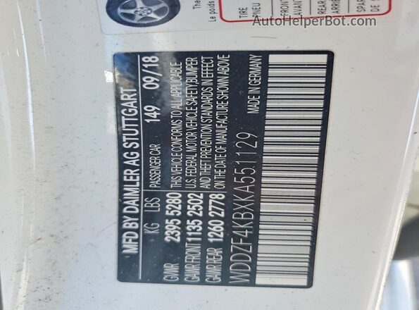 WDDZF4KBXKA551129 2019 MERCEDES-BENZ E White Engine compartment view
