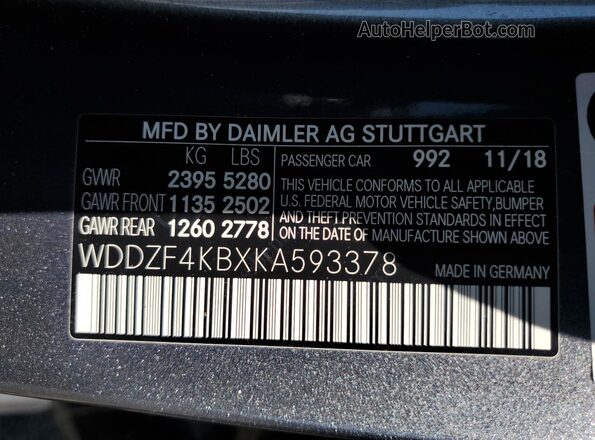 WDDZF4KBXKA593378 2019 MERCEDES-BENZ E Gray Vista del compartimento del motor