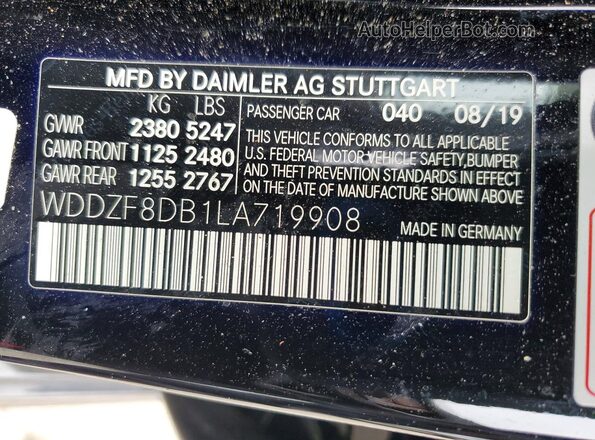 WDDZF8DB1LA719908 2020 MERCEDES-BENZ E Black Widok komory silnika