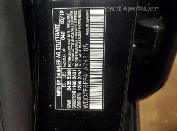 WDDZF8EB9LA745185 2020 MERCEDES-BENZ E Black Widok naklejki z numerem VIN