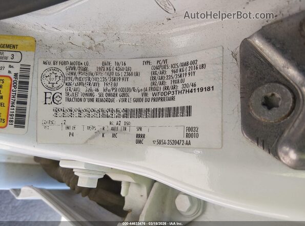 WF0DP3TH7H4119181 2017 FORD FOCUS RS Белый Вид подкапотного пространства