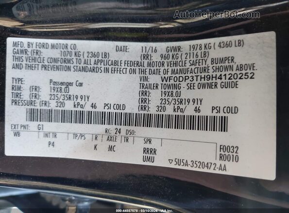 WF0DP3TH9H4120252 2017 FORD FOCUS RS Black Вид підкапотного простору