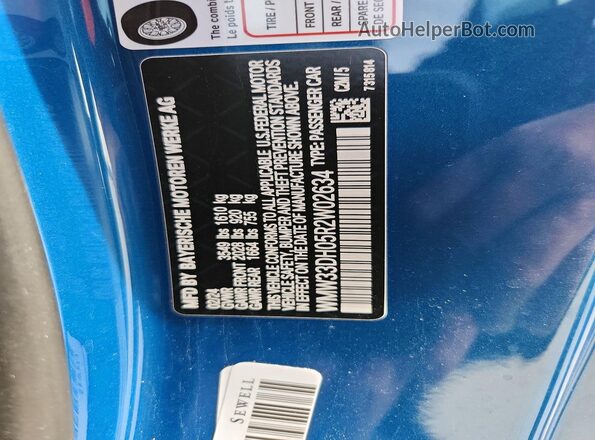 WMW33DH05R2W02634 2024 MINI COOPER Синий Вид наклейки с VIN-кодом