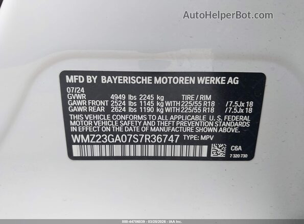 WMZ23GA07S7R36747 2025 MINI COUNTRYMAN Белый Вид подкапотного пространства