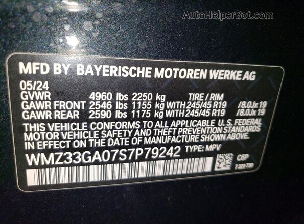 WMZ33GA07S7P79242 2025 MINI COUNTRYMAN Black Vista de la etiqueta del VIN