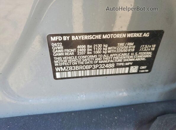 WMZ83BR08P3P32488 2023 MINI COOPER Gray Vista de la etiqueta del VIN