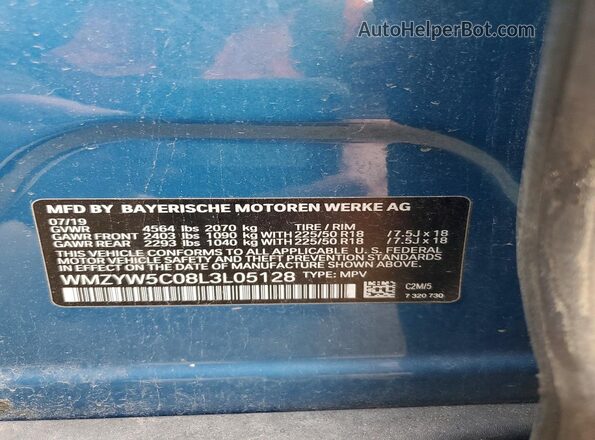 WMZYW5C08L3L05128 2020 MINI COOPER Синий Вид наклейки с VIN-кодом