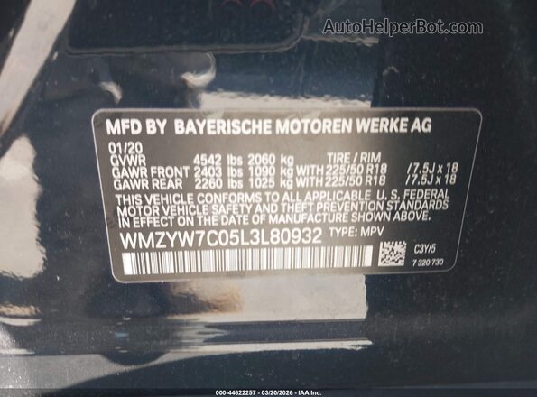 WMZYW7C05L3L80932 2020 MINI COUNTRYMAN Черный Вид подкапотного пространства
