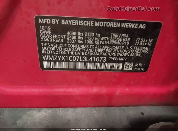 WMZYX1C07L3L41673 2020 MINI COUNTRYMAN Красный Вид подкапотного пространства