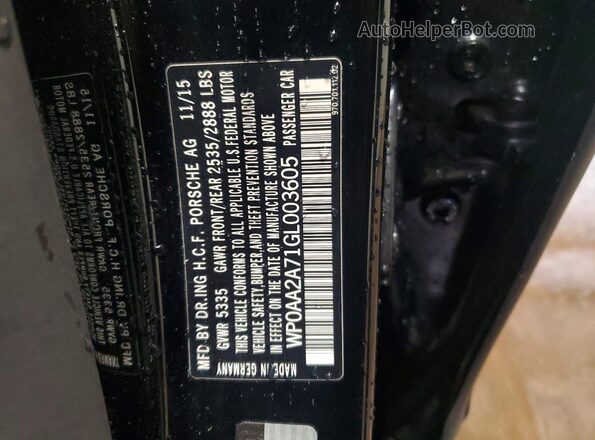 WP0AA2A71GL003605 2016 PORSCHE PANAMERA Черный Вид подкапотного пространства