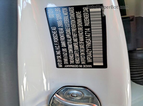 WP0AA2Y19MSA14714 2021 PORSCHE TAYCAN Белый Вид подкапотного пространства