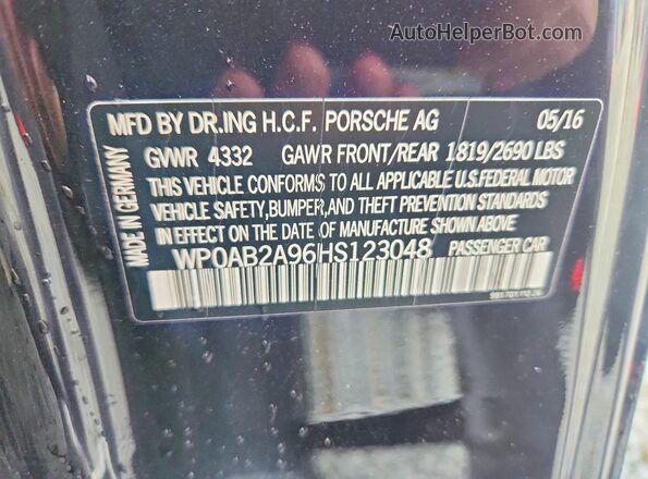 WP0AB2A96HS123048 2017 PORSCHE 911 Черный Вид подкапотного пространства