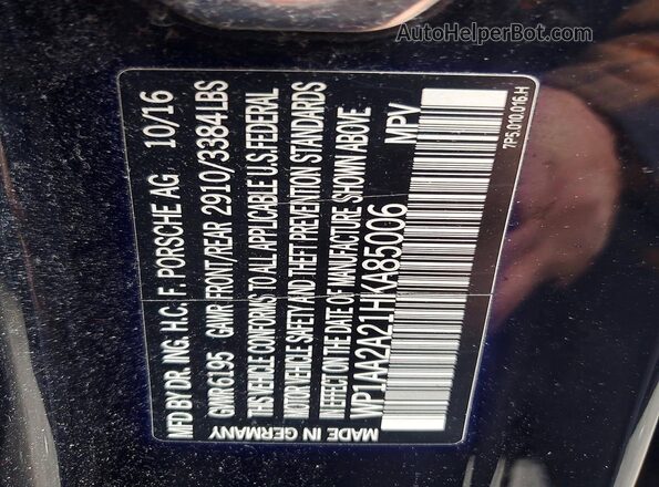 WP1AA2A21HKA85006 2017 PORSCHE CAYENNE Черный Вид подкапотного пространства