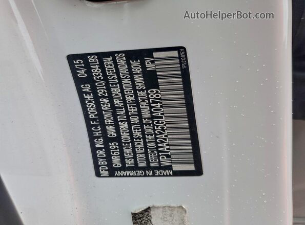 WP1AA2A25GLA04789 2016 PORSCHE CAYENNE Белый Панорамный вид салона 360°