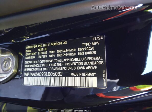 WP1AA2A59SLB06082 2025 PORSCHE MACAN Черный Вид подкапотного пространства