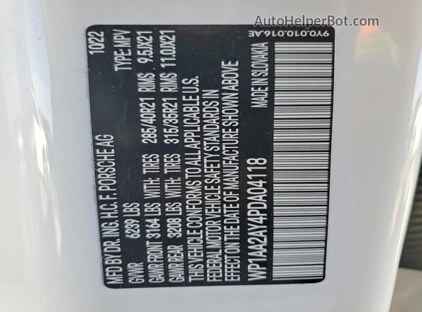 WP1AA2AY4PDA04118 2023 PORSCHE CAYENNE Белый Вид подкапотного пространства