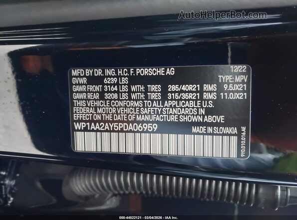 WP1AA2AY5PDA06959 2023 PORSCHE CAYENNE Black Вид підкапотного простору