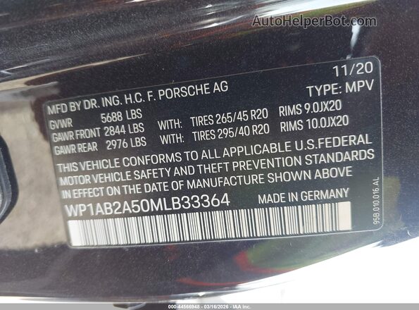 WP1AB2A50MLB33364 2021 PORSCHE MACAN Burgundy Вид підкапотного простору