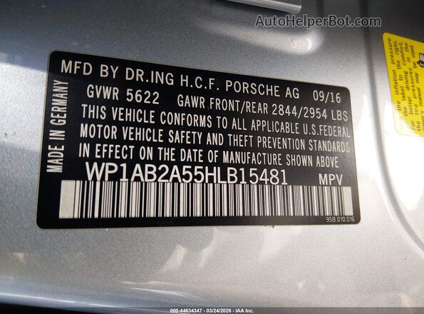WP1AB2A55HLB15481 2017 PORSCHE MACAN Белый Вид подкапотного пространства
