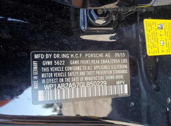 WP1AB2A57GLB50229 2016 PORSCHE MACAN Черный Вид наклейки с VIN-кодом