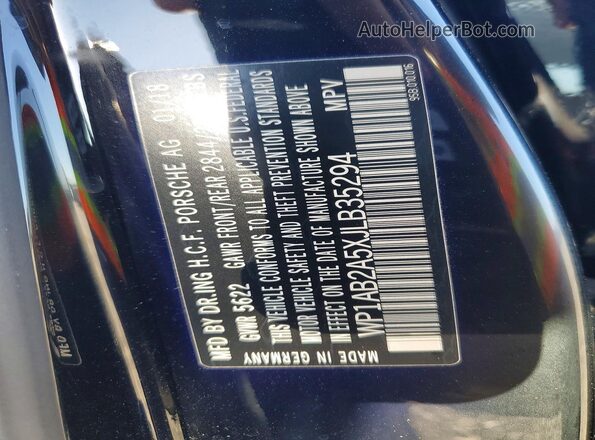 WP1AB2A5XJLB35294 2018 PORSCHE MACAN Черный Вид наклейки с VIN-кодом