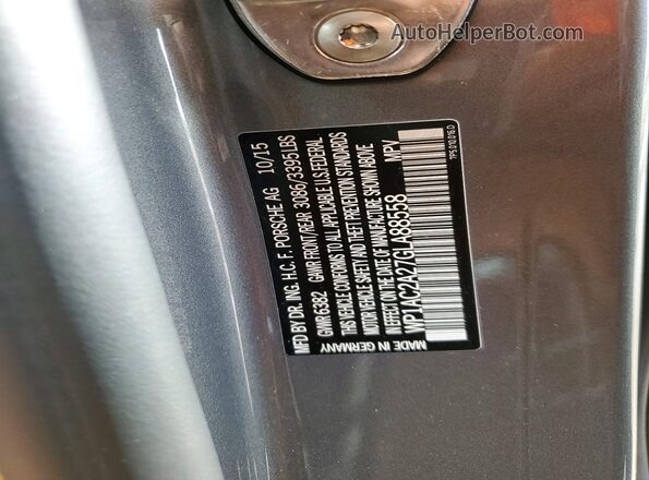 WP1AC2A27GLA88558 2016 PORSCHE CAYENNE Charcoal Widok wnętrza 360 stopni