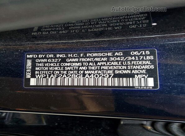 WP1AF2A28GLA40297 2016 PORSCHE CAYENNE Blue Widok wnętrza 360 stopni
