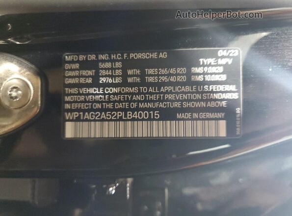 WP1AG2A52PLB40015 2023 PORSCHE MACAN Черный Панорамный вид салона 360°