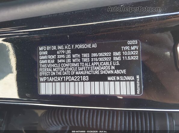 WP1AH2AY1PDA22183 2023 PORSCHE CAYENNE Черный Вид подкапотного пространства