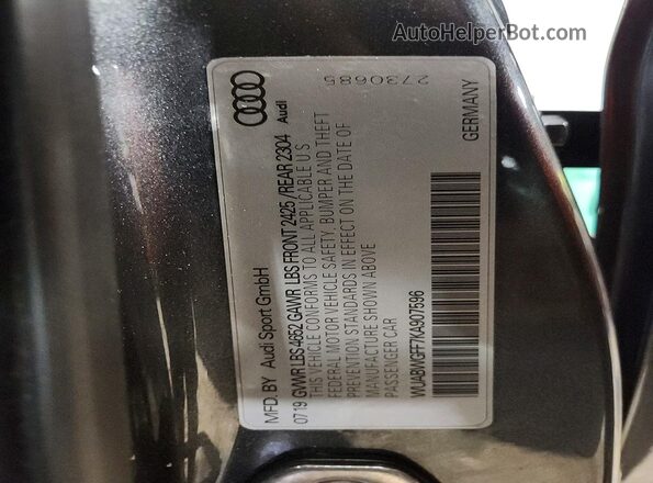 WUABWGFF7KA907596 2019 AUDI RS3 Gray ძრავის განყოფილების ხედი