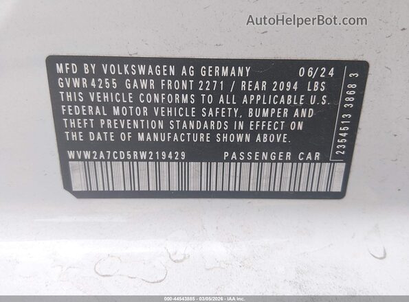 WVW2A7CD5RW219429 2024 VOLKSWAGEN GOLF Белый Вид подкапотного пространства