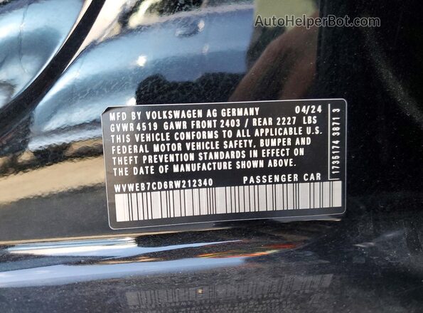 WVWEB7CD6RW212340 2024 VOLKSWAGEN GOLF Black Вид підкапотного простору