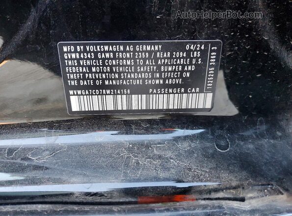 WVWGA7CD7RW214156 2024 VOLKSWAGEN GTI Black Widok naklejki z numerem VIN