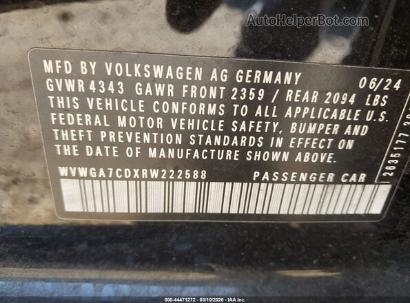 WVWGA7CDXRW222588 2024 VOLKSWAGEN GOLF Черный Вид подкапотного пространства