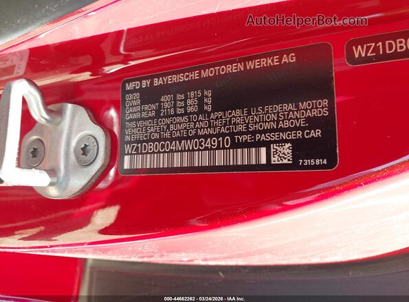 WZ1DB0C04MW034910 2021 TOYOTA GR SUPRA Red Widok komory silnika