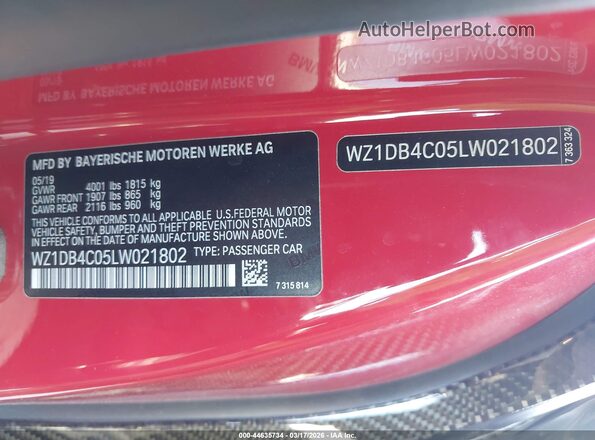 WZ1DB4C05LW021802 2020 TOYOTA GR SUPRA Green Вид підкапотного простору