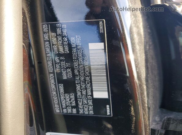 YV4062PB1S1366853 2025 VOLVO XC90 Black VIN კოდის სტიკერის ხედი
