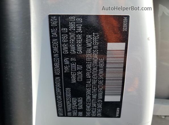 YV4062PE2S1303139 2025 VOLVO XC90 White Widok naklejki z numerem VIN